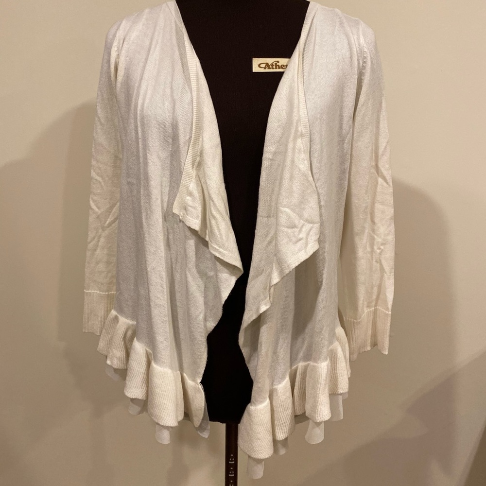 American Eagle Fancy Cream Cardigan with Ruffle